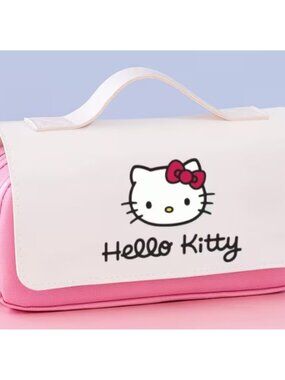 Hello Kitty Large Capacity Pencil Case – 3-Layer Zipper Organizer with Handle